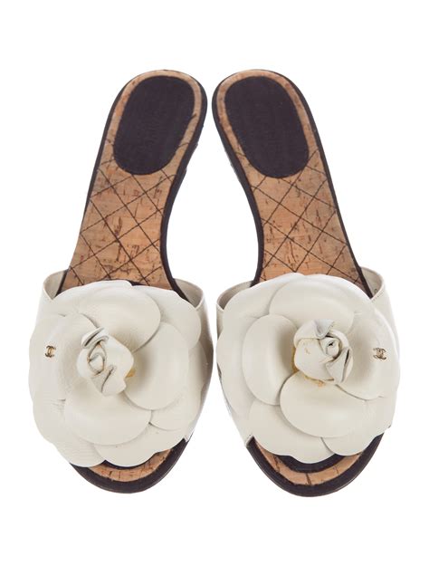 chanel camellia sandals|Chanel women's slide sandals.